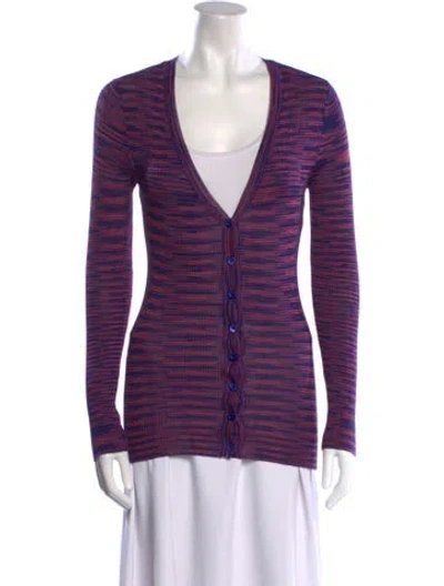 Pre-owned M Missoni Striped V-neck Sweater In Purple