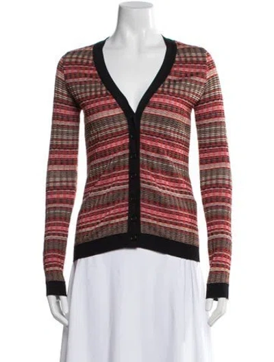 Pre-owned M Missoni Striped V-neck Sweater In Red