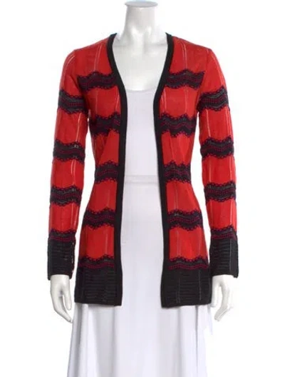 Pre-owned M Missoni Striped V-neck Sweater In Red