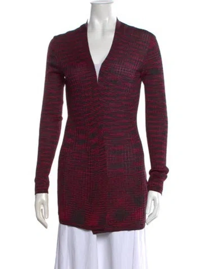 Pre-owned M Missoni Striped V-neck Sweater W/ Tags In Black/pink