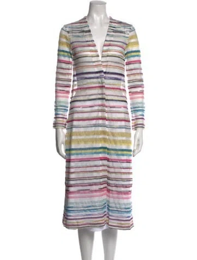 Pre-owned M Missoni Striped V-neck Sweater W/ Tags In Metallic/neutrals