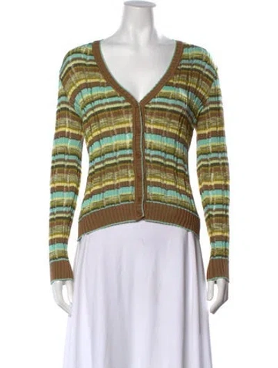 Pre-owned M Missoni Striped V-neck Sweater In Yellow