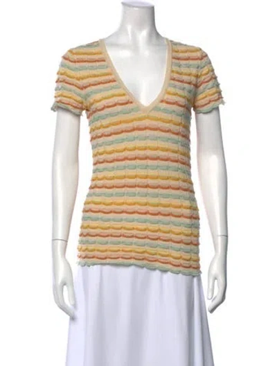 Pre-owned M Missoni Striped V-neck Top In Multi