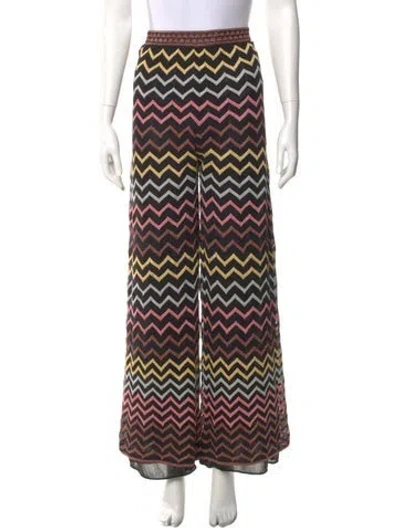 Pre-owned M Missoni Striped Wide Leg Pants In Black