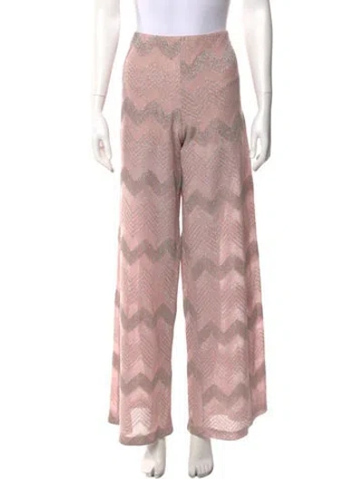 Pre-owned M Missoni Striped Wide Leg Pants In Silver