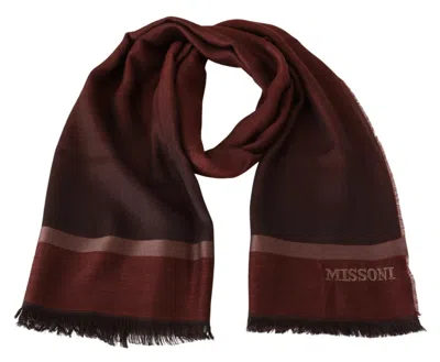 M MISSONI STRIPED WOOL BLEND UNISEX WRAP FRINGES SCARF