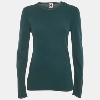 Pre-owned M Missoni Teal Blue Stretch Knit Crewneck Sweatshirt L