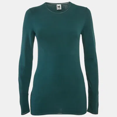 Pre-owned M Missoni Teal Blue Stretch Knit Crewneck Sweatshirt M