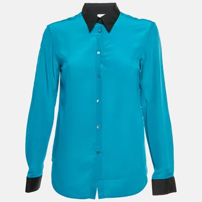 M Missoni Teal Blue/black Chiffon And Cotton Long Sleeves Shirt
