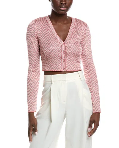 M Missoni Cropped Chevron Patterned Cardigan In Pink
