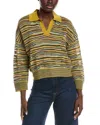 M Missoni Textured Wool-blend Polo Sweater In Yellow