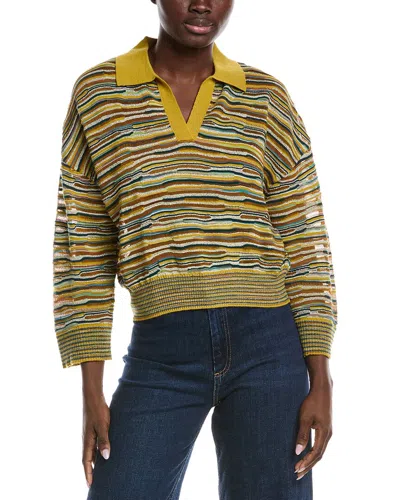 M Missoni Textured Wool-blend Polo Sweater In Yellow
