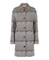 M Missoni Tweed Chevron-pattern Coat In Gray