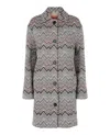 M Missoni Tweed Chevron-pattern Coat In Gray