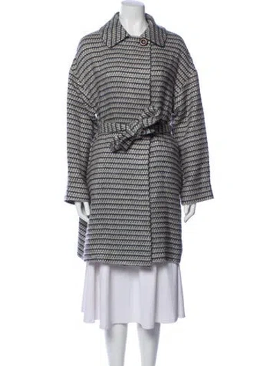 Pre-owned M Missoni Tweed Pattern Coat In Gray