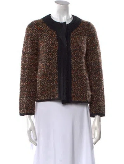 Pre-owned M Missoni Tweed Pattern Crew Neck Sweater In Brown