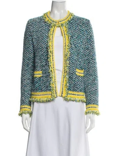 Pre-owned M Missoni Tweed Pattern Jacket In Blue