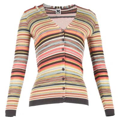 M Missoni V-neck Buttoned Cardigan In Multicolor Cotton