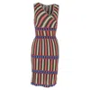 M Missoni V-neck Printed Dress In Multicolor Cotton In Multi