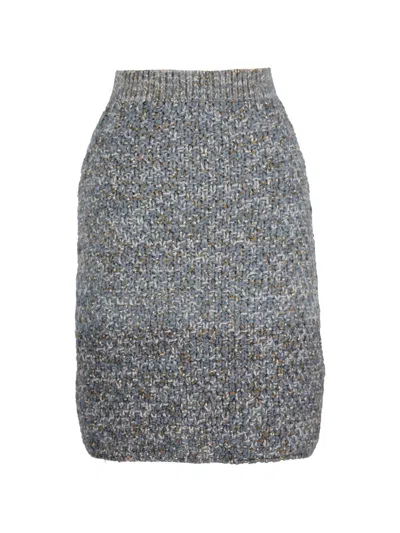 Pre-owned M Missoni Vintage Knitted Midi Skirt In Blue