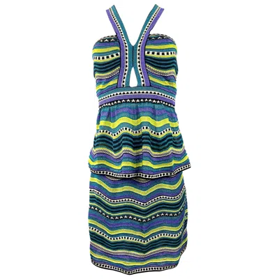 Pre-owned M Missoni Vintage  Multicolor Striped Knit Top And Skirt Set In Blue