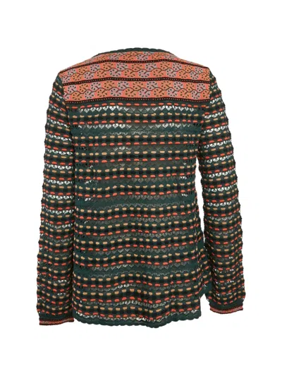 Pre-owned M Missoni Vintage Pointelle-knit Floral-pattern Sweater In Green
