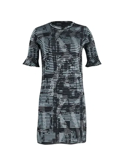 Pre-owned M Missoni Vintage Striped Round-collar Mini Dress In Blue