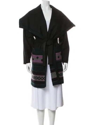 Pre-owned M Missoni Virgin Wool Graphic Print Coat In Black