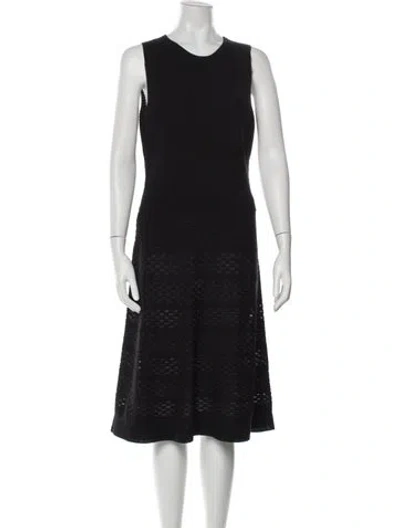Pre-owned M Missoni Virgin Wool Midi Length Dress In Black