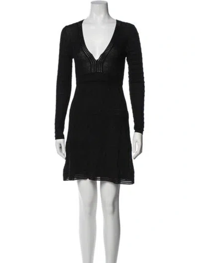 Pre-owned M Missoni Virgin Wool Mini Dress In Black