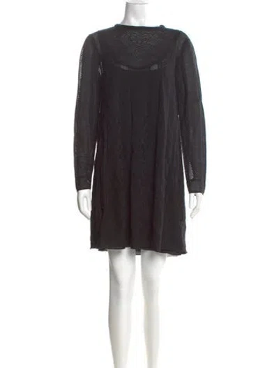 Pre-owned M Missoni Virgin Wool Mini Dress In Black