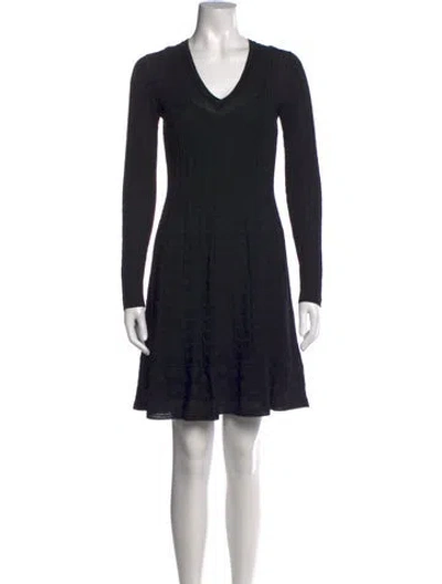 Pre-owned M Missoni Virgin Wool Mini Dress In Black