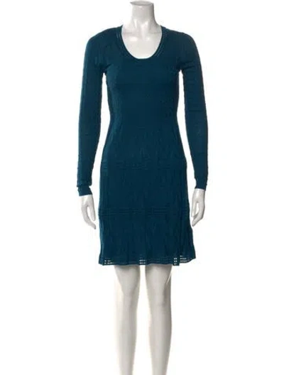 Pre-owned M Missoni Virgin Wool Mini Dress In Blue