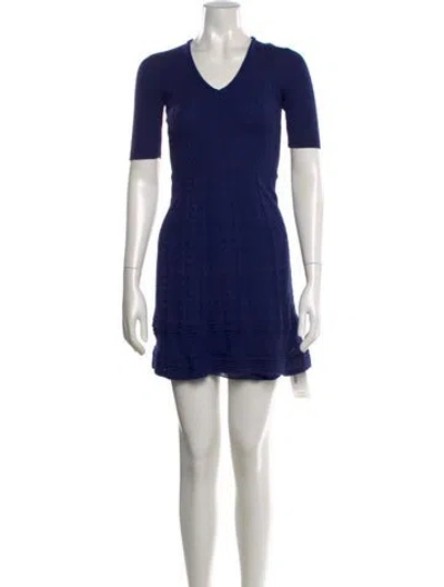 Pre-owned M Missoni Virgin Wool Mini Dress In Blue