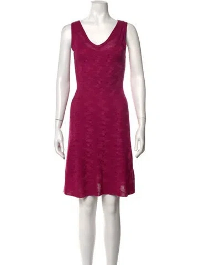 Pre-owned M Missoni Virgin Wool Mini Dress In Purple