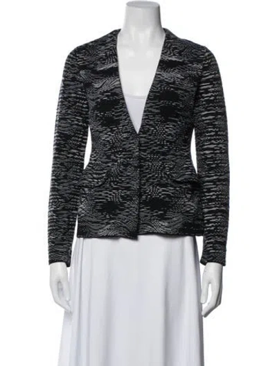 Pre-owned M Missoni Virgin Wool Patterned Jacket W/ Tags In Black/white