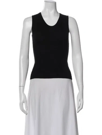 Pre-owned M Missoni Virgin Wool Scoop Neck Top In Black