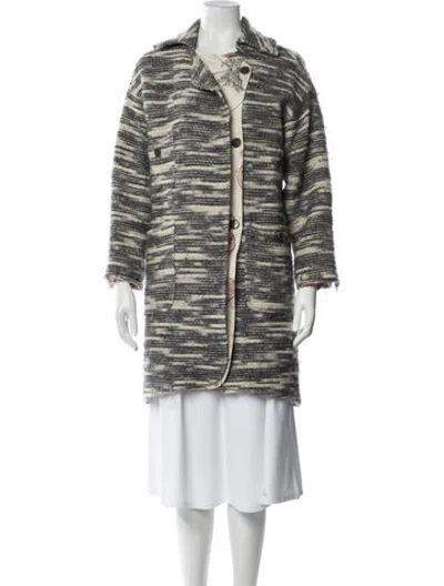 Pre-owned M Missoni Virgin Wool Striped Coat In Grey
