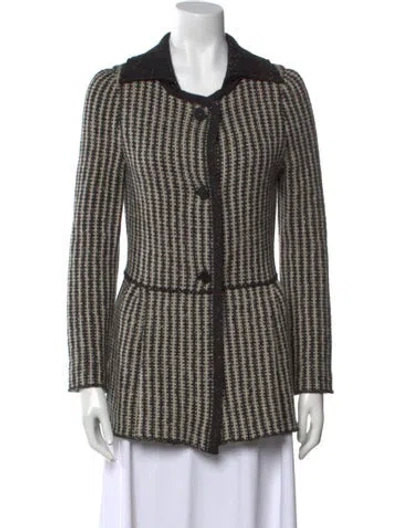 Pre-owned M Missoni Virgin Wool Striped Sweater In Black