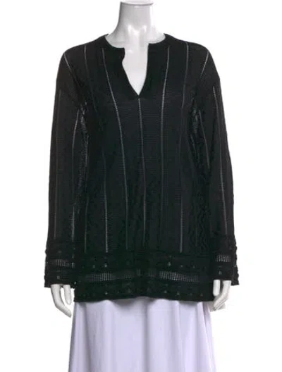 Pre-owned M Missoni Virgin Wool Striped Sweater In Black