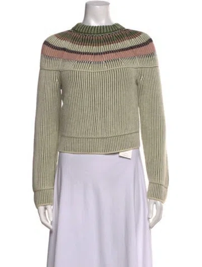 Pre-owned M Missoni Virgin Wool Striped Sweater In Green