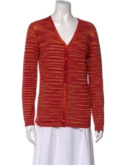 Pre-owned M Missoni Virgin Wool Striped Sweater In Red
