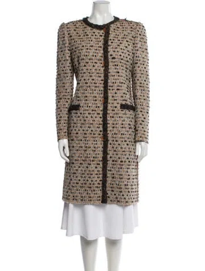 Pre-owned M Missoni Virgin Wool Tweed Pattern Coat In Neutral