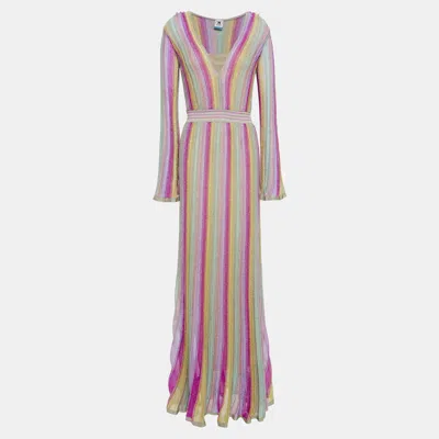 Pre-owned M Missoni Viscose Maxi Dress 44 In Pink