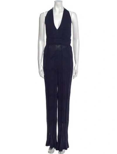 Pre-owned M Missoni V-neck Jumpsuit In Blue
