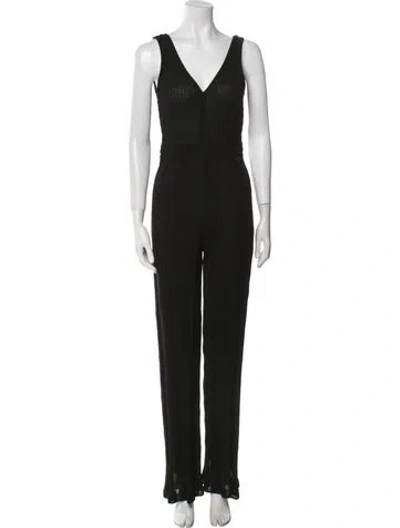 Pre-owned M Missoni V-neck Jumpsuit W/ Tags In Black