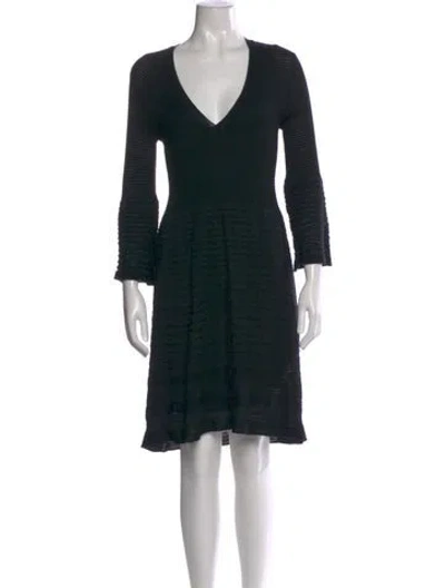 Pre-owned M Missoni V-neck Knee-length Dress In Black