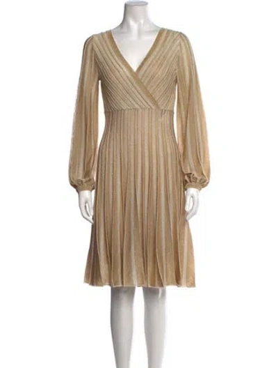 Pre-owned M Missoni V-neck Knee-length Dress In Neutrals