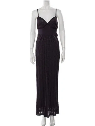 Pre-owned M Missoni V-neck Long Dress In Purple