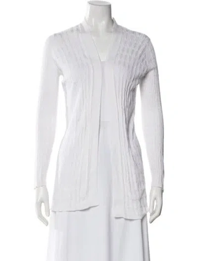 Pre-owned M Missoni V-neck Long Sleeve Top In White